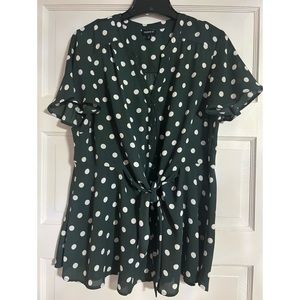 Beautiful green and white polka dot blouse